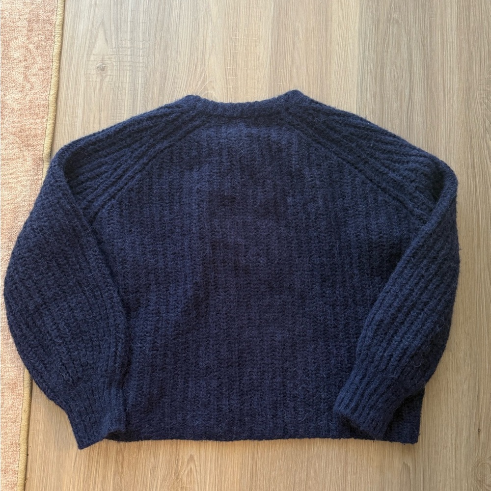 Sezane Navy Chunky Ribbed Button Cardigan - Picture 3 of 6